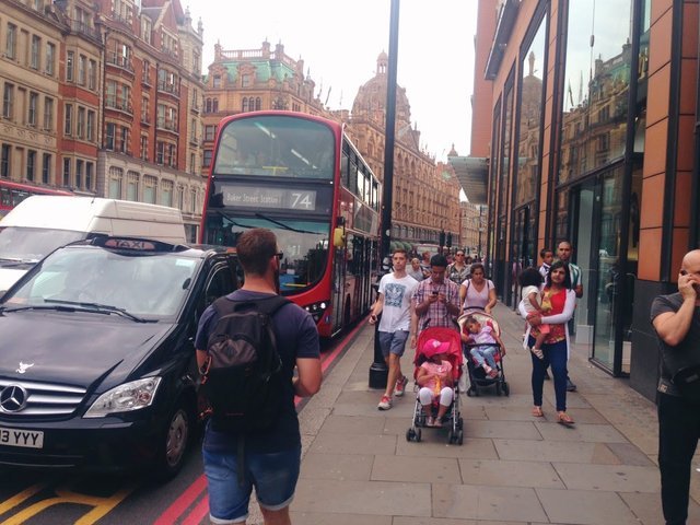 The road alongside Harrods store,  Brompton Road