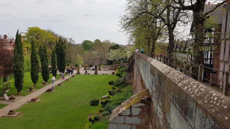 A view of the Roman gardens from the walls.