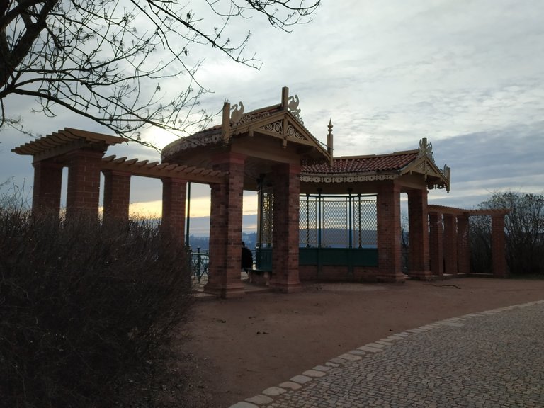 A sunset and the gazebo at Špilberk Castle