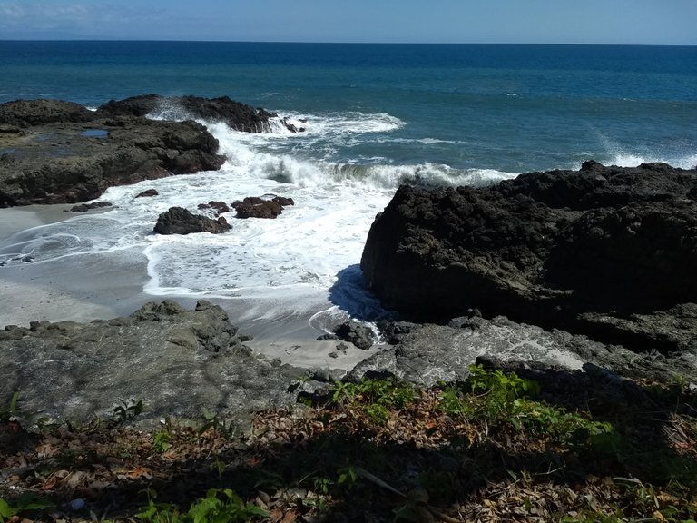 Small beach to the left of the hostel.