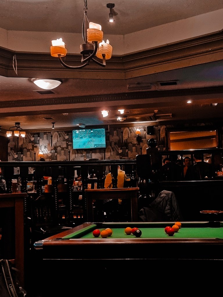 Pool table and TVs