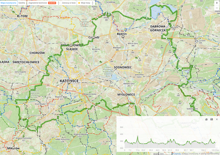 Zielony szlak 25-lecia PTTK (122,9km, 1011m podejść)