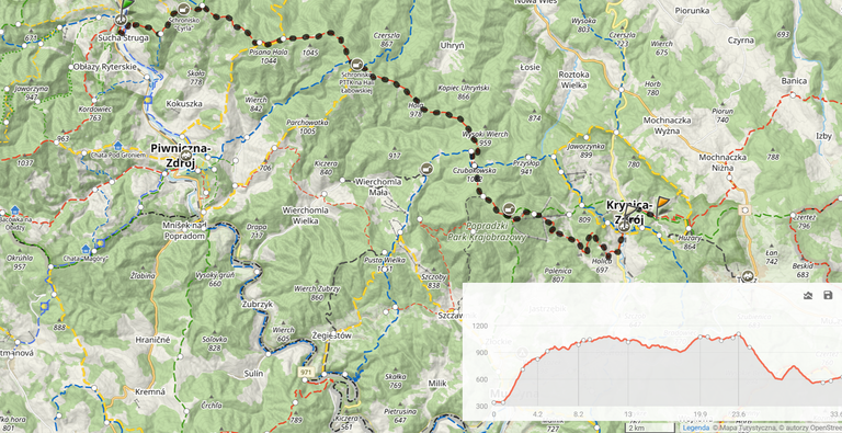 Główny Szlak Beskidzki 2024 - Dzień 9: ”Rytro - Krynica-Zdrój” (33,6km i 1538m podejść). Nocleg: ”Willa Eden”, Krynica-Zdrój