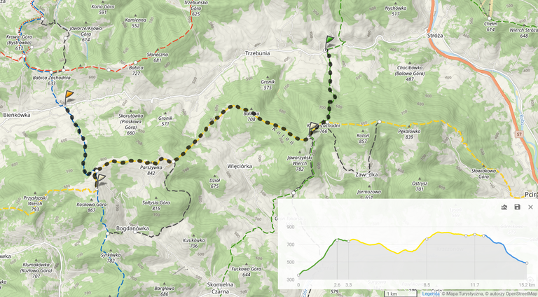 Trasa wycieczki (15,2km, 758m podejść)