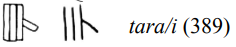 The Luwian Hieroglyph spelling ”tara/i”. Image Source: Corpus of Hieroglyphic Luwian Inscriptions Vol. III. Part 5.3 The Syllabary