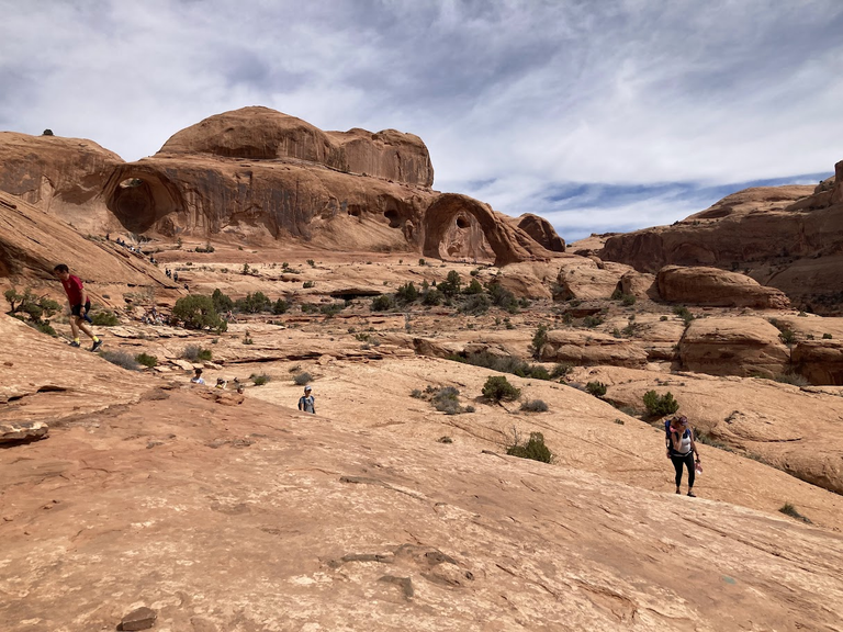 Climbing higher towards the Arch, the rugged beauty unfolds.