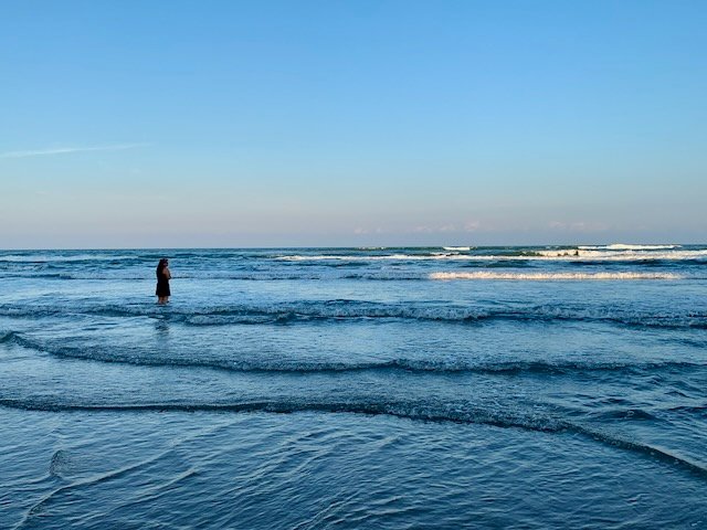 Mrs. TWM wading into the gulf