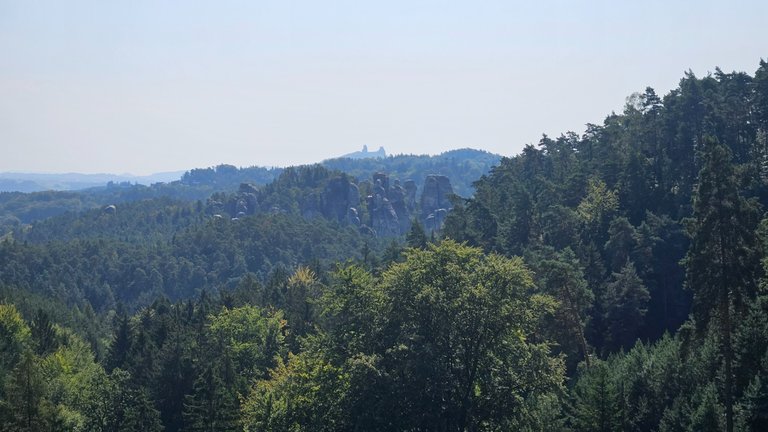 On the horizon are the ruins of Trosky Castle. (Dominant of Czech Paradise)