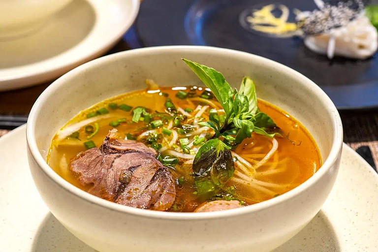 “Bun Bo” or spicy lemongrass beef noodle soup is the most popular soup in Central Vietnam.