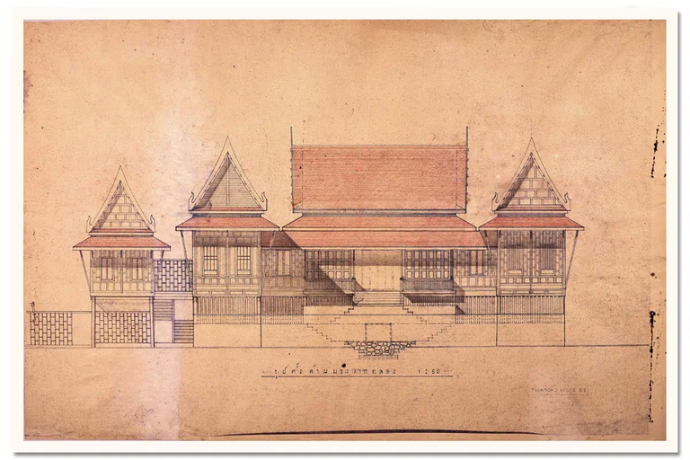 Jim Thompson was a great architect, so there is no surprise he drew his house in Bangkok. Source: the collection of The James H.W. Thompson Foundation 
