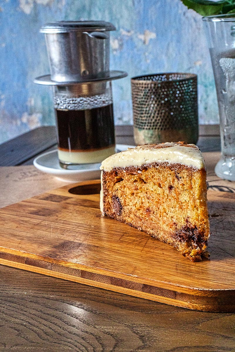 Absolutely delicious carrot & pecan nuts cake with creme fraiche frosting