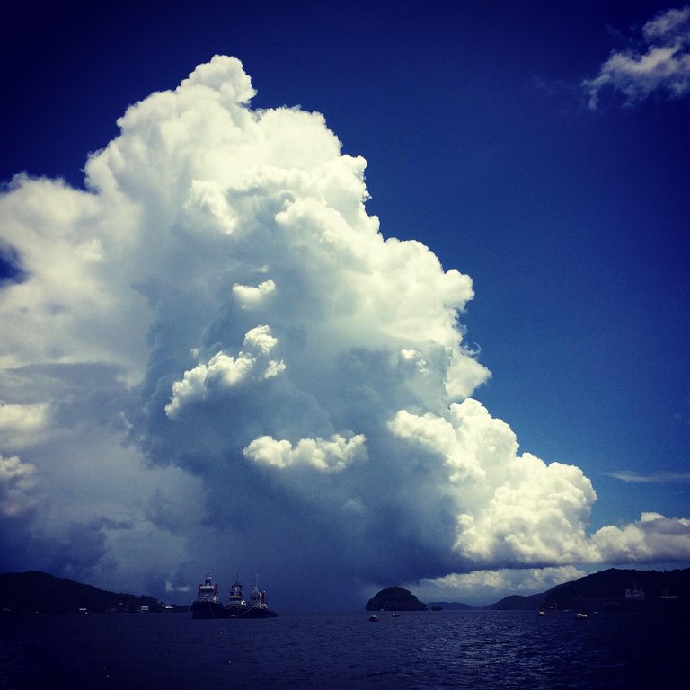 Heavy clouds approching Chaguaramas anchorage, Trinidad & Tobago. 
