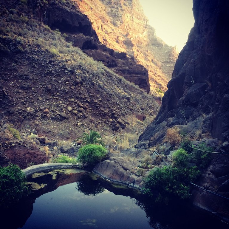 Canyon water pools. Hiking in Valle Gran Rey, La Gomera