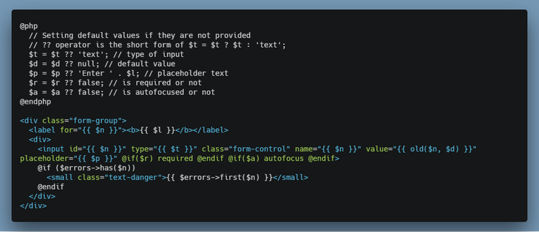 Setting default values for the variables