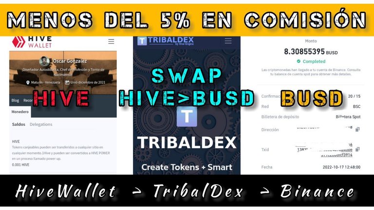 Tutorial sobre Como cambiar HIVE's por BUSD | Guía Paso a Paso | Hive - TribalDex - Binance