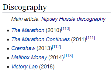 Nipsey Hussle discography Marathon.PNG