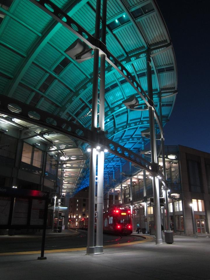 My Califonia San Deigo trolley stop green blue 2.JPG