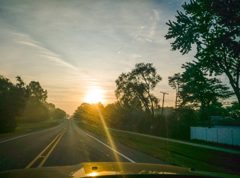 Sunrise in the car