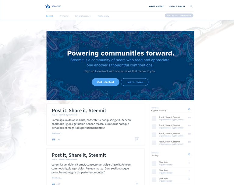 steemit.com - landing page redsign