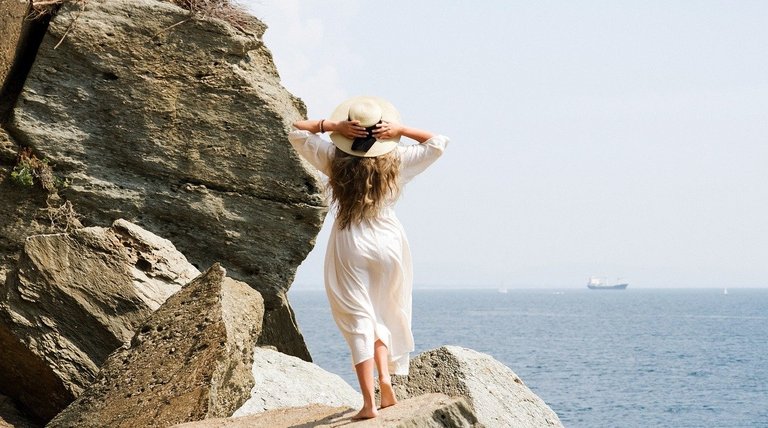 Woman looking to sea