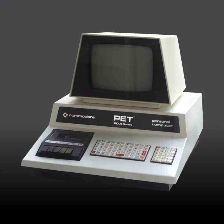 Commodore PET 2001 with its built-in cassette unit and its square-key keyboard