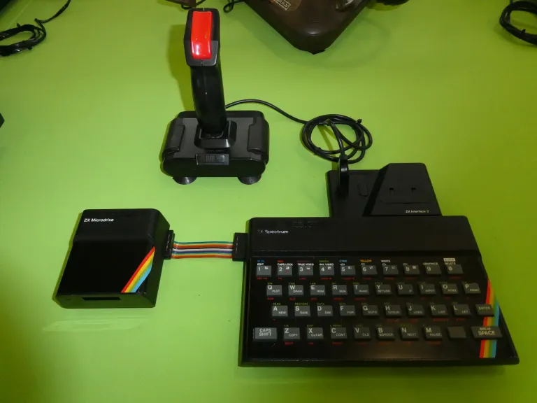 ZX Spectrum with a Microdrive, Interface 2 and a joystick