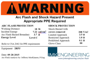 CSA 462 Arc Flash Label