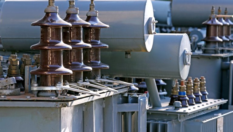 voltage transformers in a landfill of electrical equipment