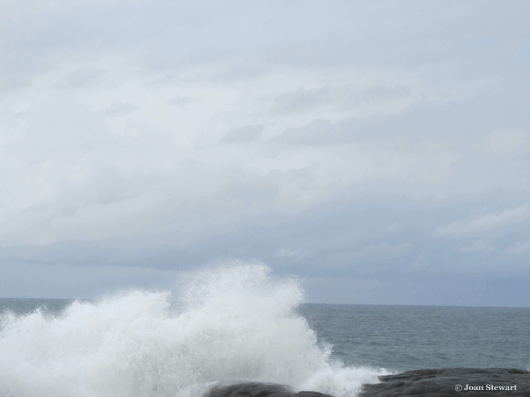 White plume crashing waves