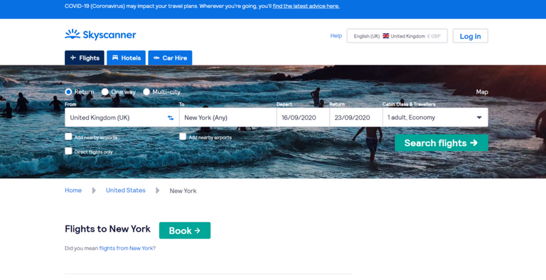 Skyscanner booking