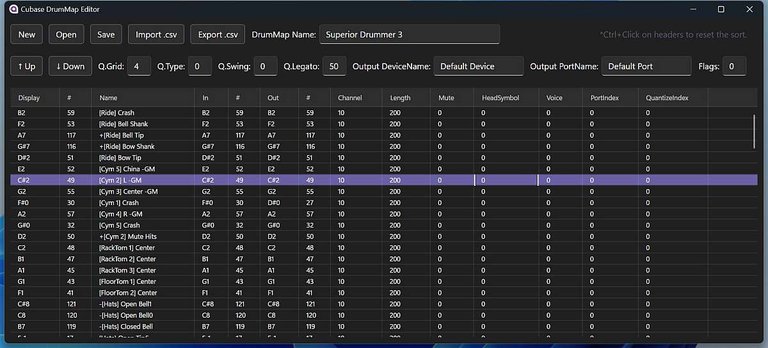 Cubase DrumMap Editor
