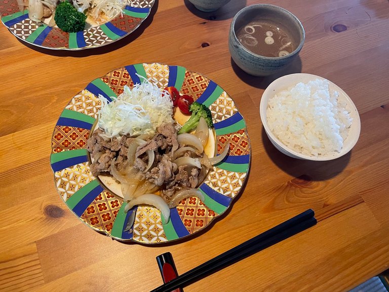 Shogayaki with rice and soup