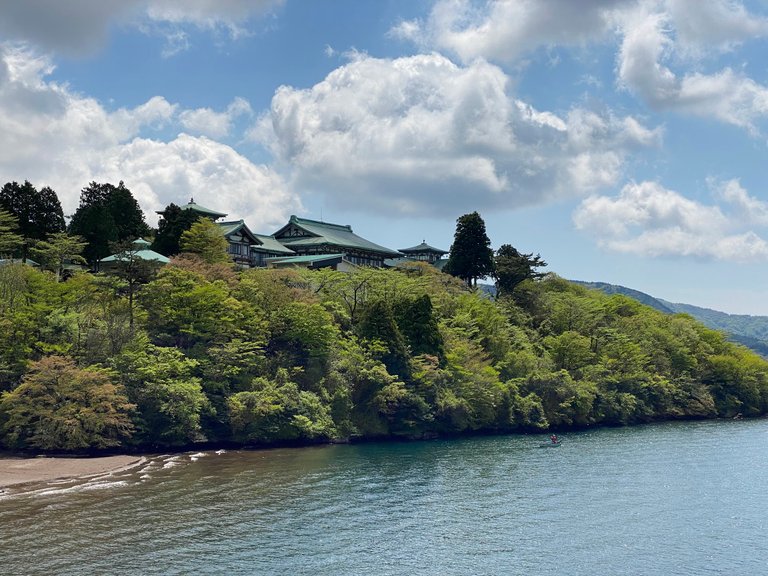 Ryuguden Hakone or the Superb View Day Trip Hot Spring Dragon Palace as seen from the ship