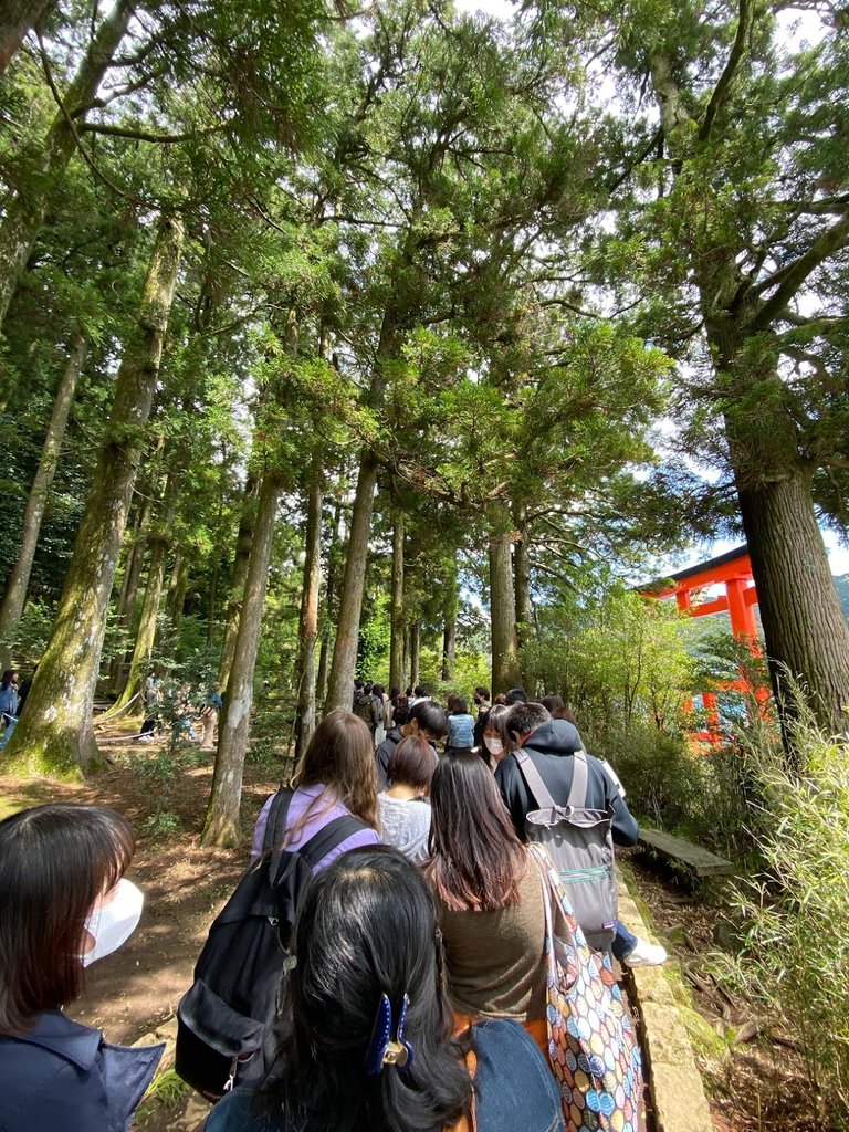 Lining up for our turn at the torii
