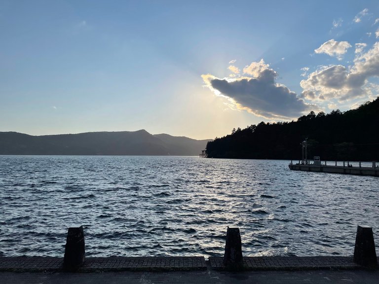 Moto-Hakone Pier at sunset