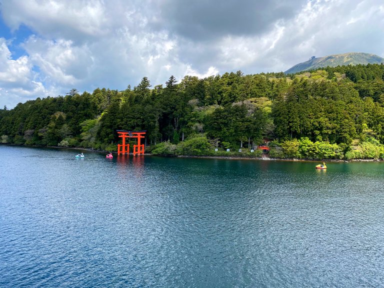 Hakone Shrine as seen from the cruise ship