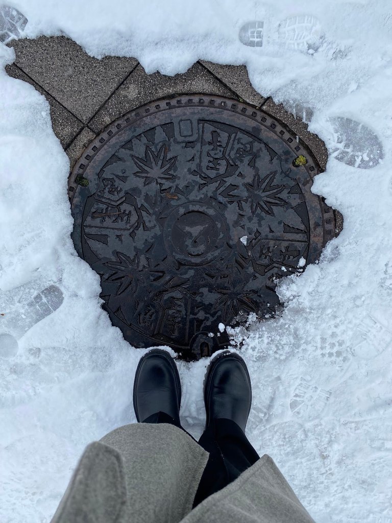 I couldn't find a colored manhole so this would do for now. Most were covered in snow