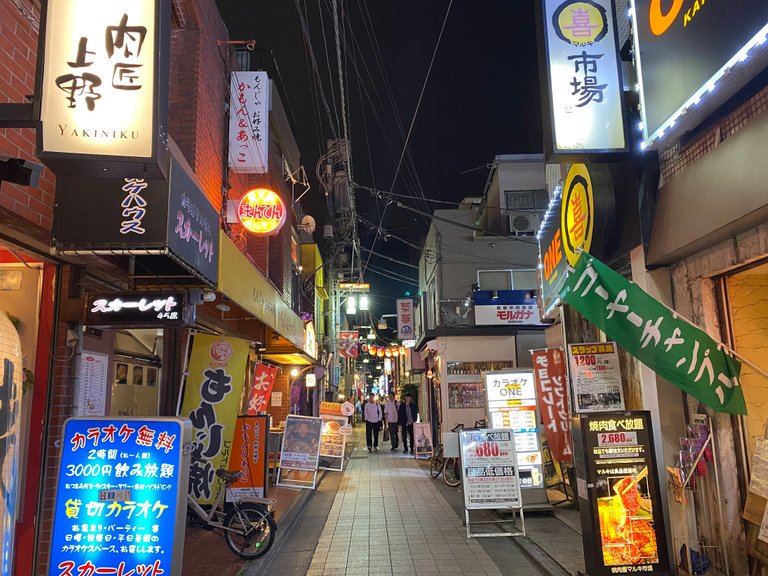 The busy alley of Nakano at night