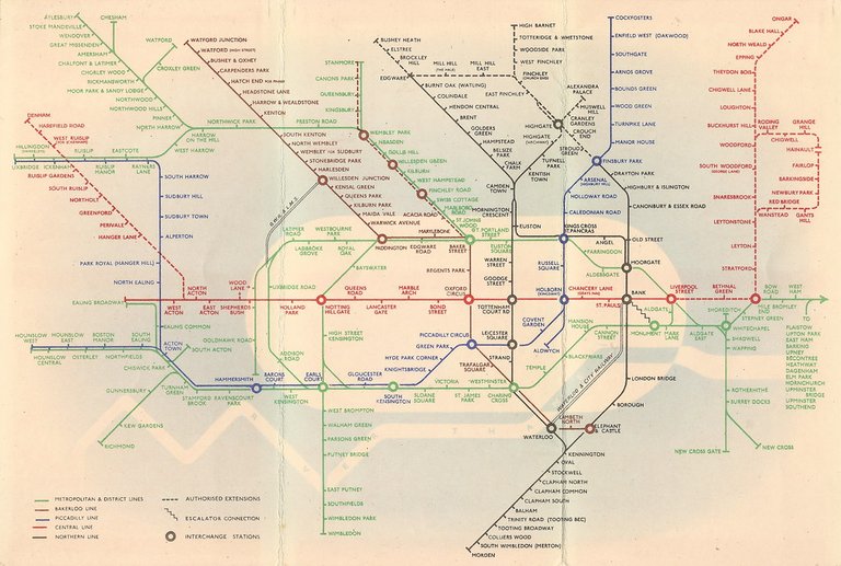 London Underground map - London tube diagram 1938