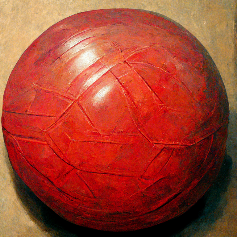 AI and Creativity: A red rubber kickball, as prompted from Midjourney.