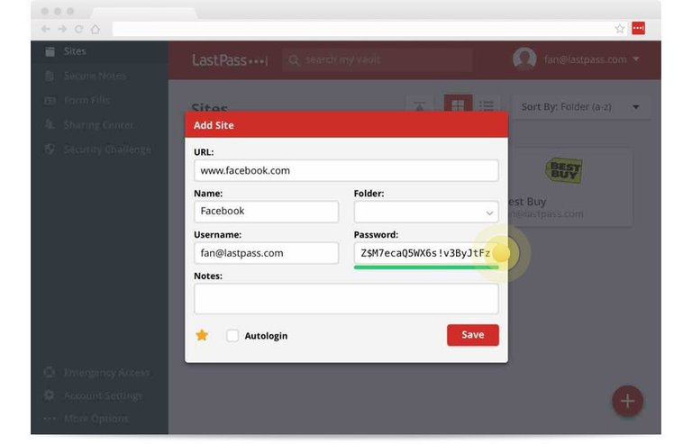 LastPass add entry