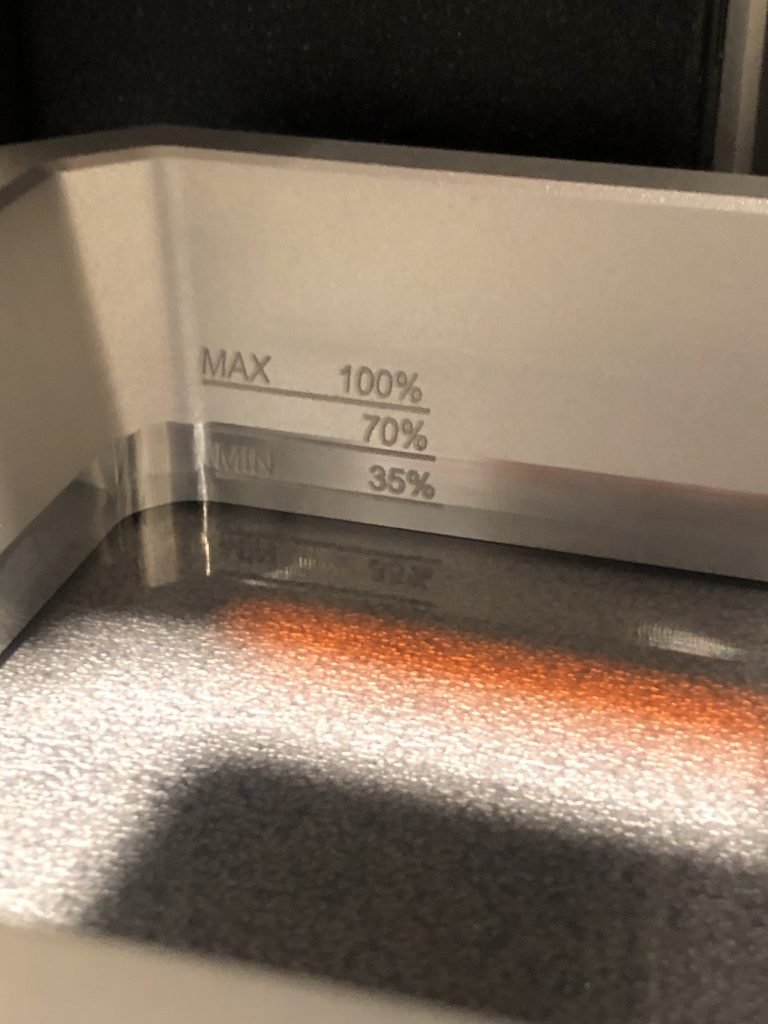 Fill level marks on Prusa SL1 resin vat
