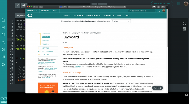 Arduino keyboard.h library
