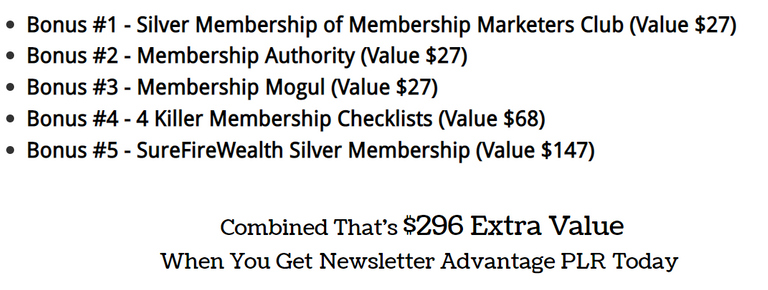 newsletter advantage bonuses