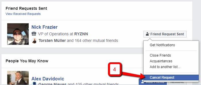 Cancel all friend request sent on Facebook, step 4
