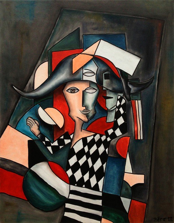 Alain Beraud, Arlequin, Painting on canvas