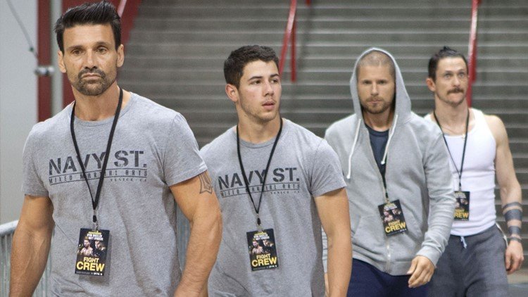 The boys of Kingdom(from left to right, Frank Grillo as Alvey, Nick Jonas as Nate, Matt Lauria as Ryan, and Jonathan Tucker as Jay)