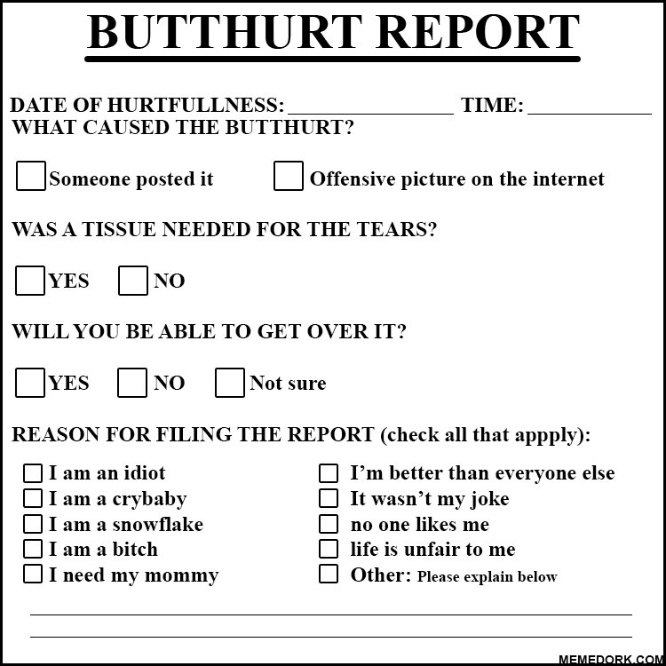 Image result for butthurt meme