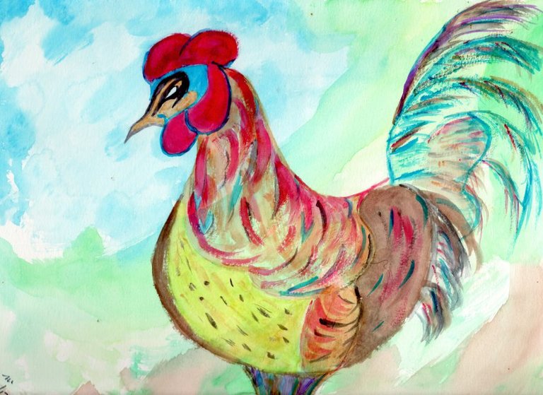 Year of the Rooster by Meredith Loughran, watercolor, painting, art