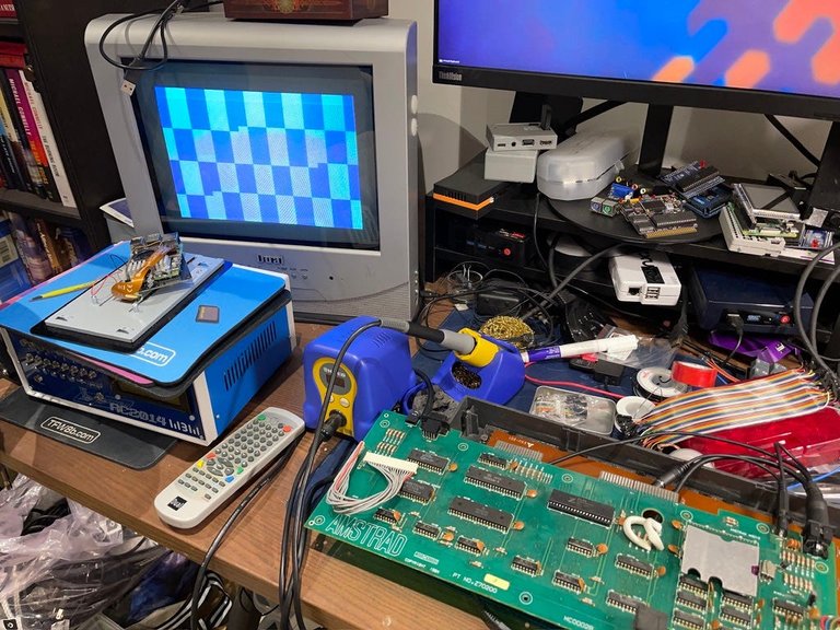 Previously (allegedly) working Amstrad CPC main board now with added video borkage